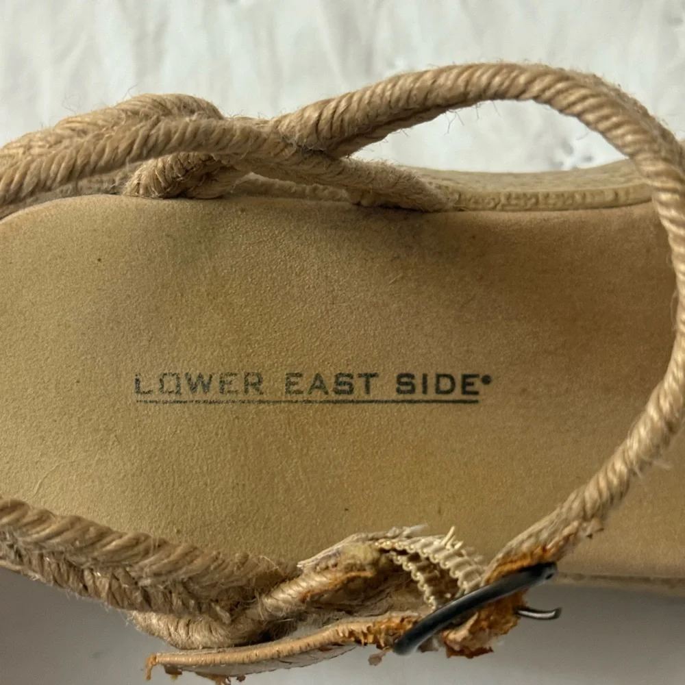 Lower East Side Platform Boho Wedge Straw Weaved Sandals Ankle Straps Size 7.5